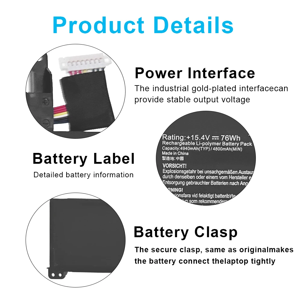 C41N1716 Laptop Battery  for ASUS ROG Strix GL703GS GL703GM Scar, ROG Strix S7BS S7BS8750 GL703GM-NS73 GL703GM-DS74 GL703GS-DS74