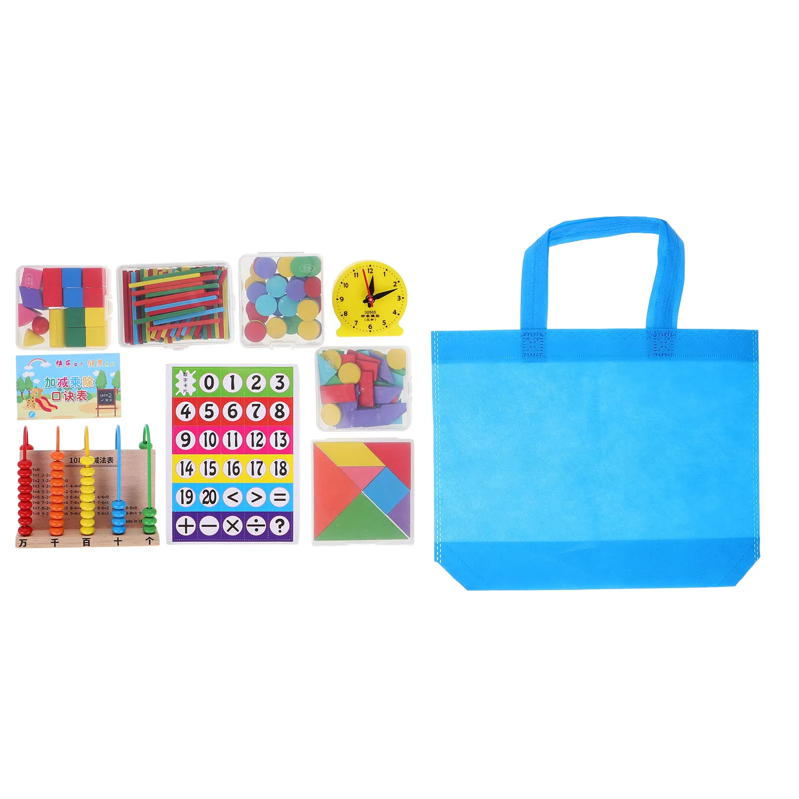 Mathe-Lernset, Geometrie-Formen, Tangram, Zählstäbe, Bruchmanipulationen, Aktivitäten für den Kindergarten, praktisches Mathe-Set
