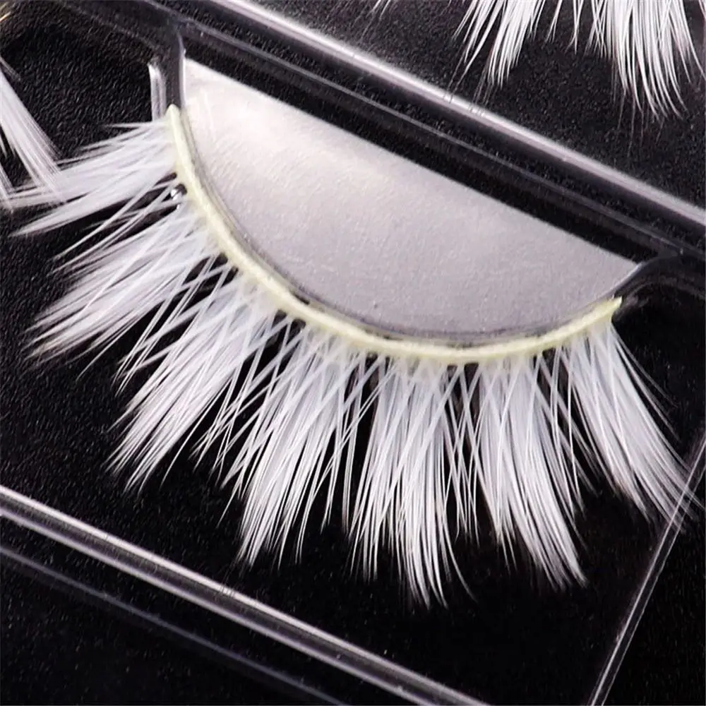 Herramientas de maquillaje de ojos, pestañas blancas para Halloween, fiesta de disfraces, pestañas blancas reutilizables para Cosplay, pestañas de Manga blancas de aspecto Natural