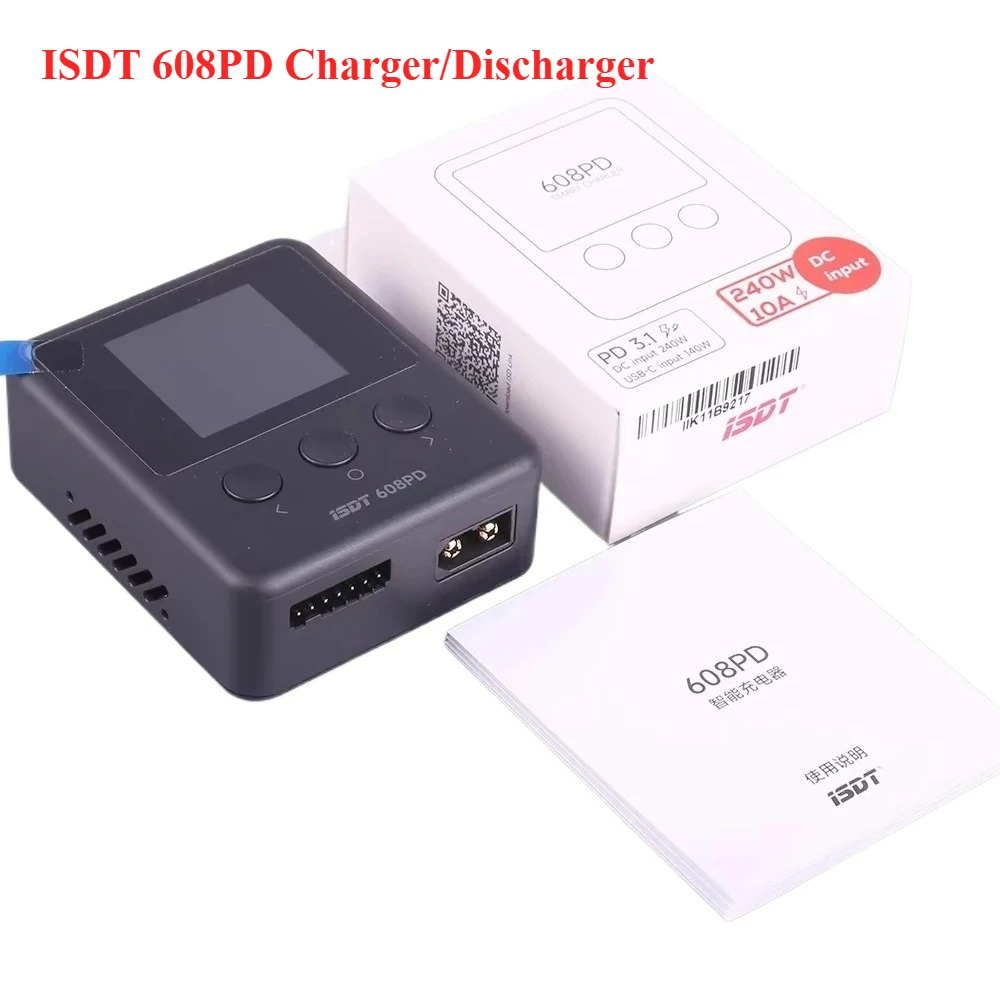

ISDT 608PD DC 240 Вт 10 А, USB-C 140 Вт 5 А Карманное зарядное устройство/разрядник Пульт дистанционного управления через приложение для LiFe, LiPo, LiHv 1-6S/Pb 1-12S