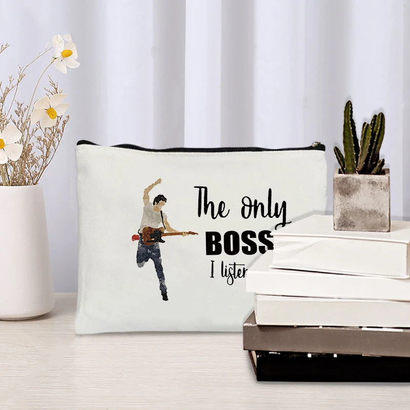 The Only Boss I Listen To Pattern Makeup Bag Band Fans Merch Cosmetic Kit Bass Lover Gift Travel Organizer Free Shipping Wallet