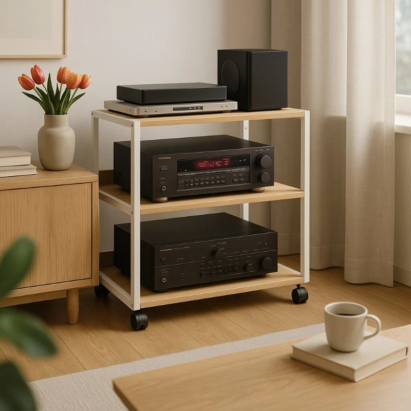 

Modern Multi-Layer Amplifier Stand Movable Audio Equipment Rack Speaker Sound System Holder Space-Saving Storage Organizer