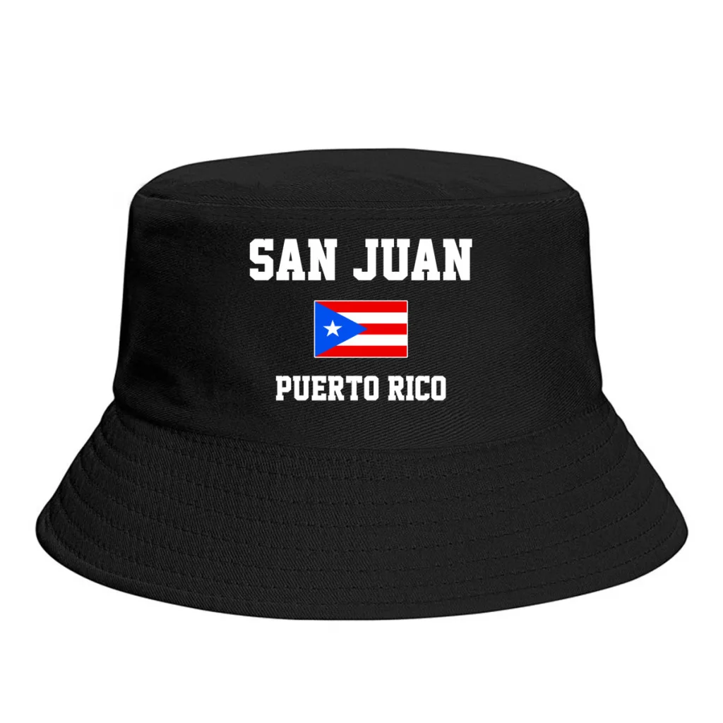 Bucket Hats  Puerto Rico San Juan Emblem Flag Sun Shade Cool Outdoor Summer Fisherman Caps Fishing Hat