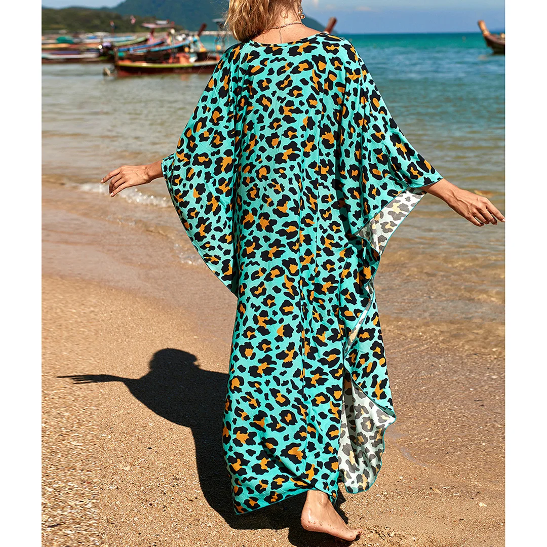 Sexy Tunika mit Zebra-Muster und V-Ausschnitt, Strandkleid, Strandmode, langes Strandkleid für Damen, V4159 – Detail 21