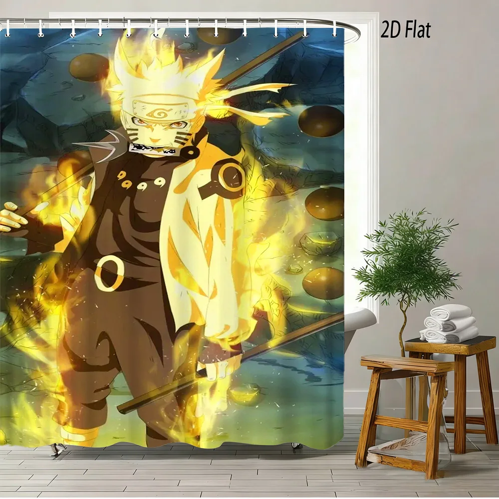 Cortina de Ducha Impermeable con Estampado 2D del Anime Naruto, Modo Sabio de Seis Caminos de Naruto Uzumaki, para Decoración de Baño