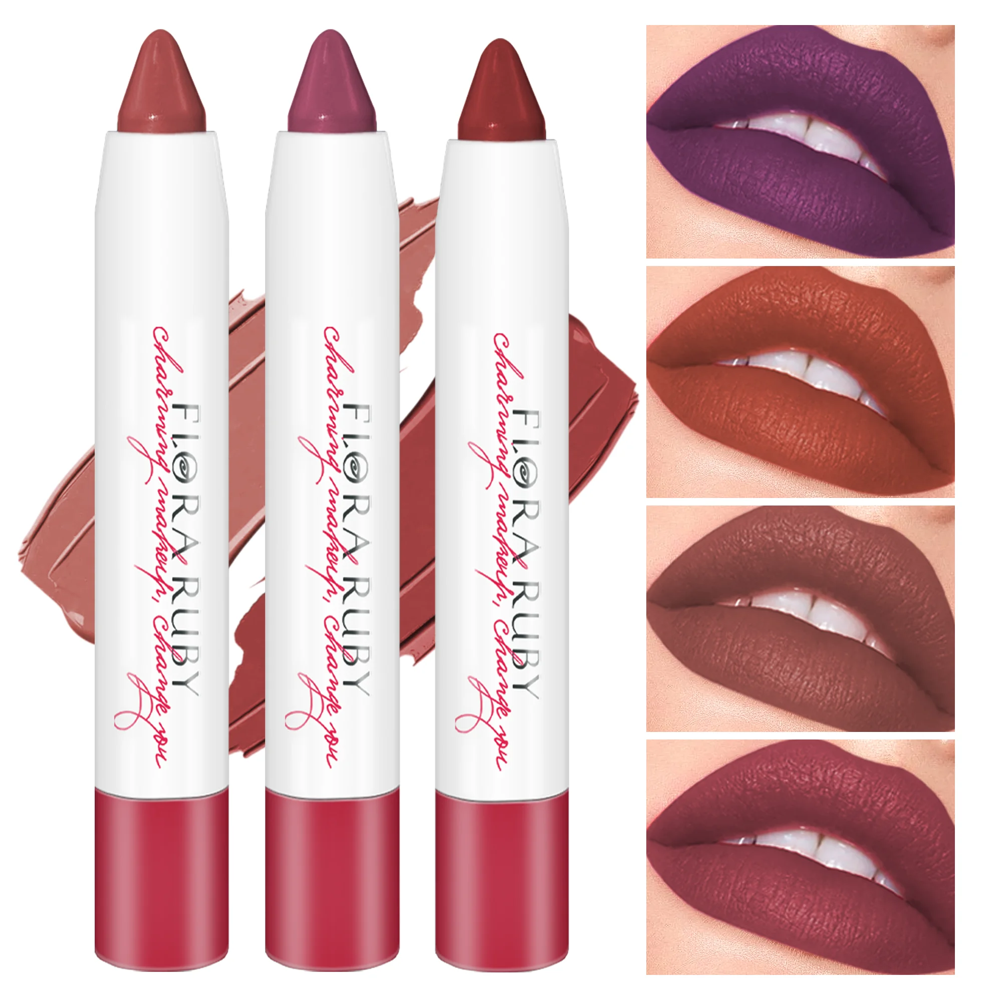 FLORA RUBY Naakt Lippenstift Cosmetica Langdurige Waterdichte non-stick Cup Make-Up Contouren Cosmetische Nfluwelen Matte Lippotlood