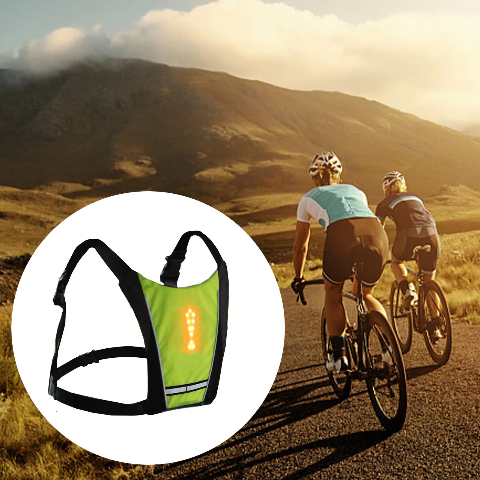 Unisex Wireless Reflective Cycling Vest 4 LED Turn Signal Light Vest USB Rechargeable Backpack Guiding Light With Remote Control
