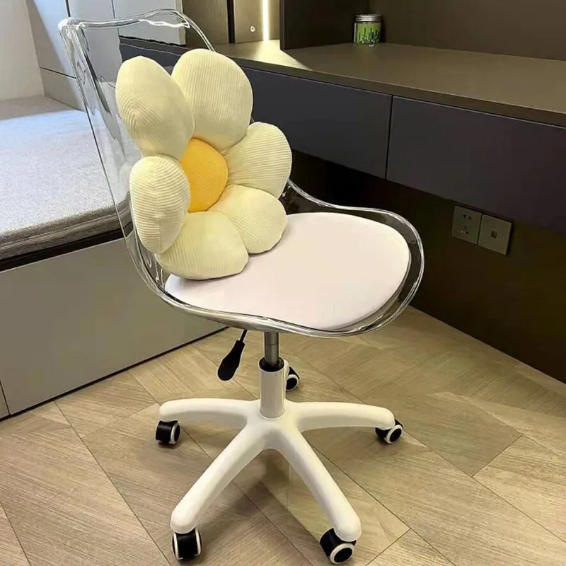 

Computer Chair Rotating Wheel Lifting Makeup Chair Simple Transparent Space Saving Office Chair Study Dressing Leisure Chair