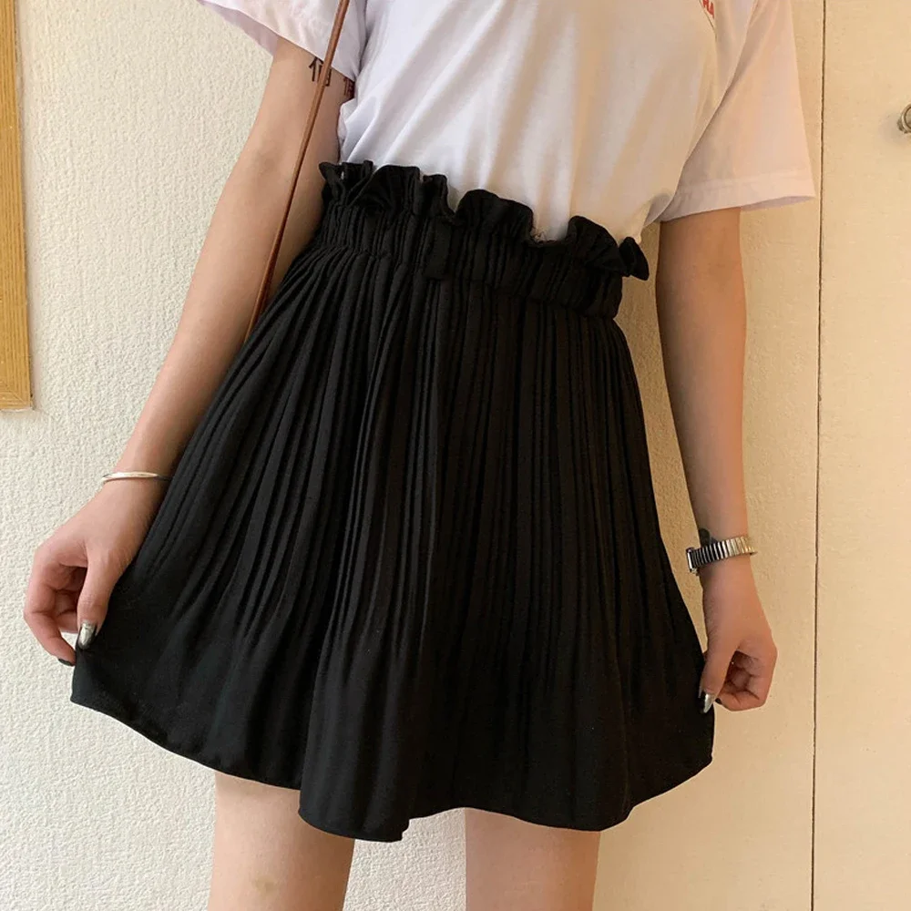 

Women Pleated Skirt Cute Sweet Girl S-XL School Uniform Skirt Black High Waist Dance Skirt Fashion Female Pleated Mini Skirts