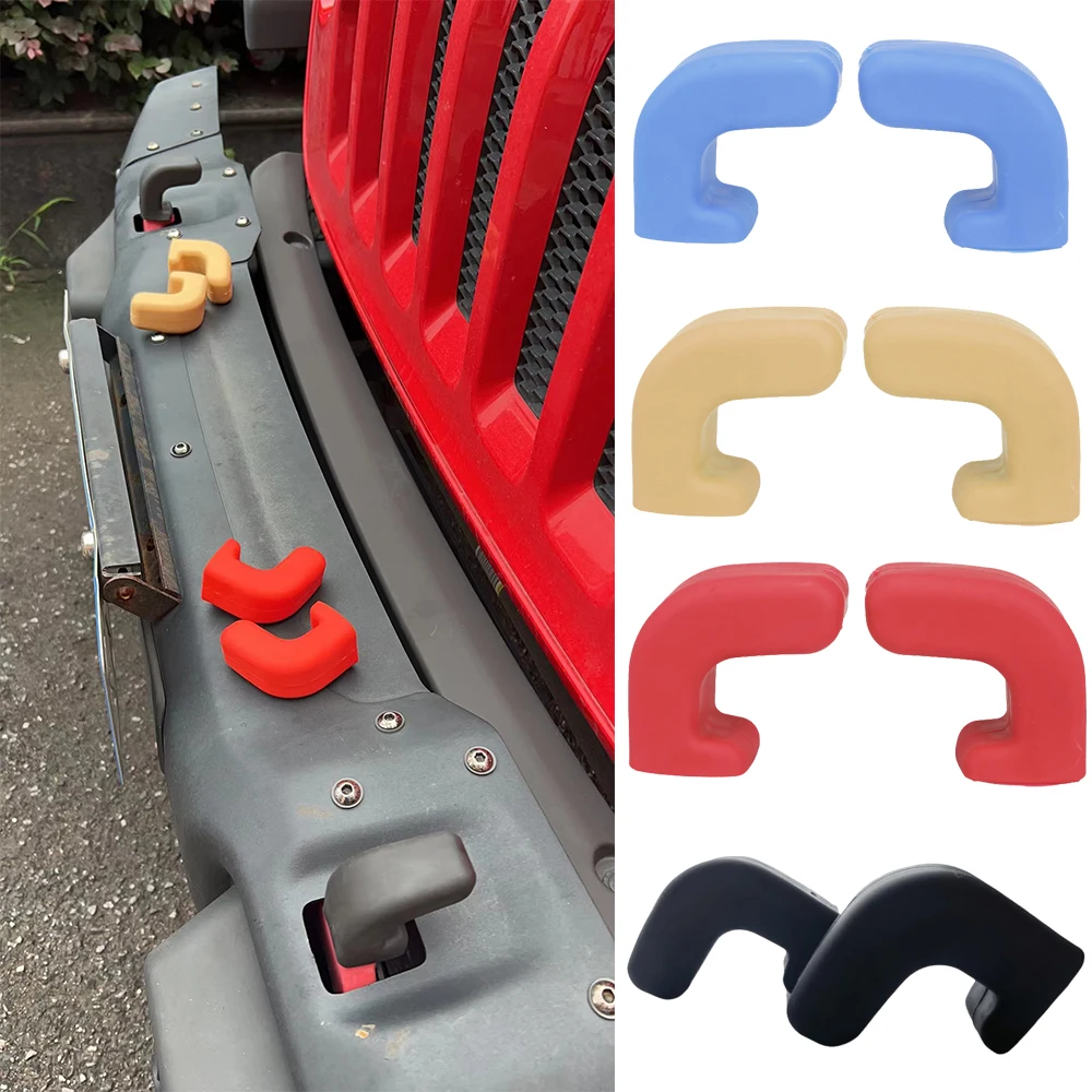 Upgraded Front Bumper Tow Hook Cover For Jeep Wrangler JK JL Gladiator JT 2007-2023 Big Size Silicone Hook Cushion Protector