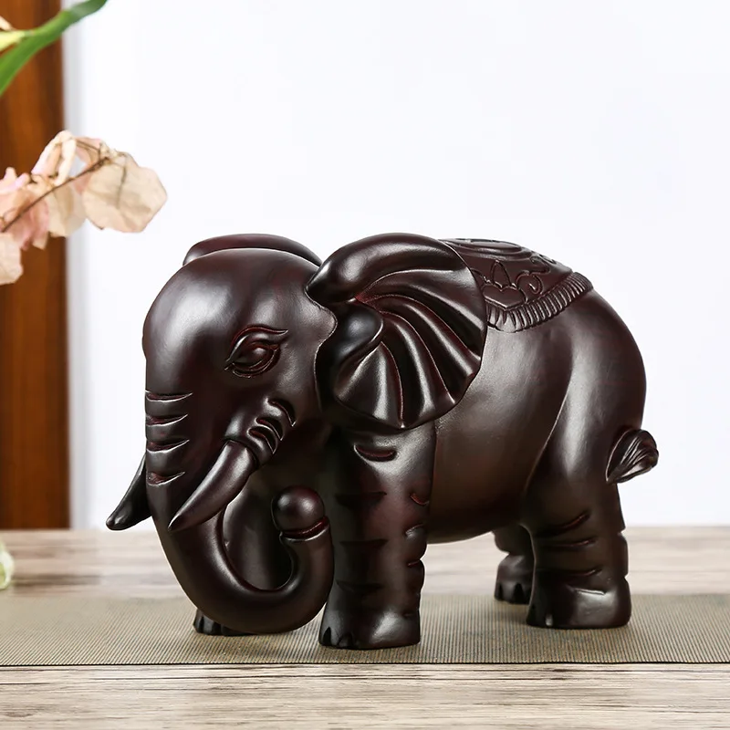 Live Broadcast Supply Ebony Lucky Elephant Decoration Wood Carving Crafts Decoration Home Wooden Craftwork