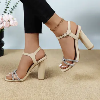 女士人造鑽石高跟涼鞋拖鞋婚紗,閃亮 8 最佳銷售 鑽石高跟鞋 - №5