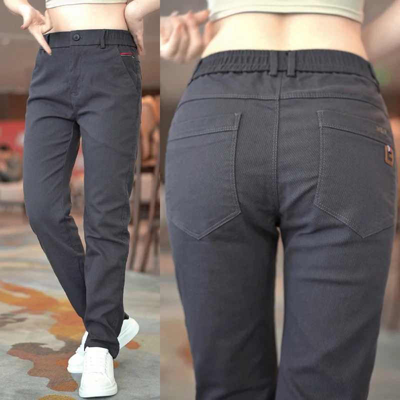 Cotton Straight Fit Stretch New Casual Pants Men Chino Trousers Male Formal Work Business Dress Khaki Fashion Autumn Winter Pant