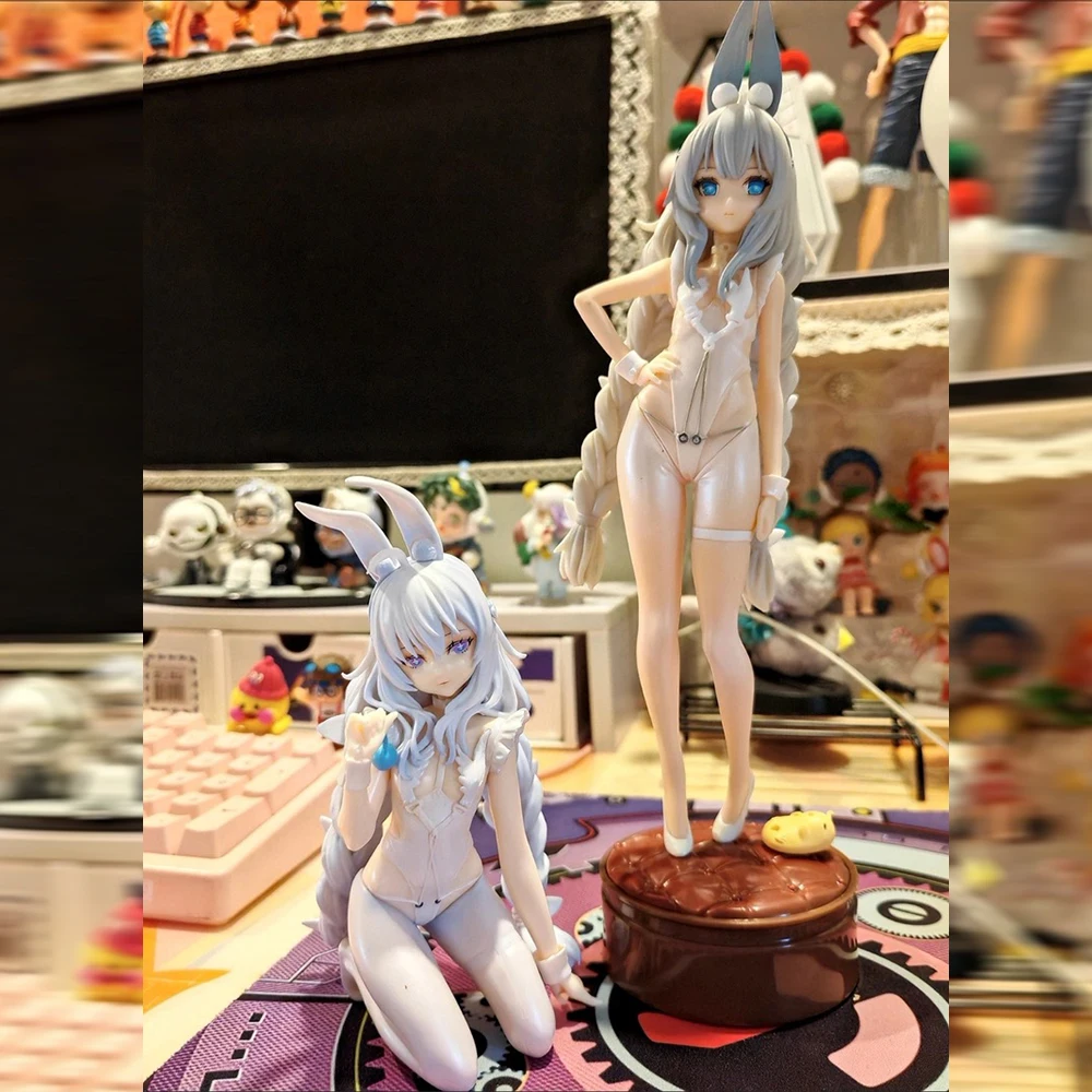 In Stock Azur Lane Lazy White Rabbit Malevolent Horn Quadratic Element Bunny Girl Beautiful Girl Model Box Decoration Toys Gifts