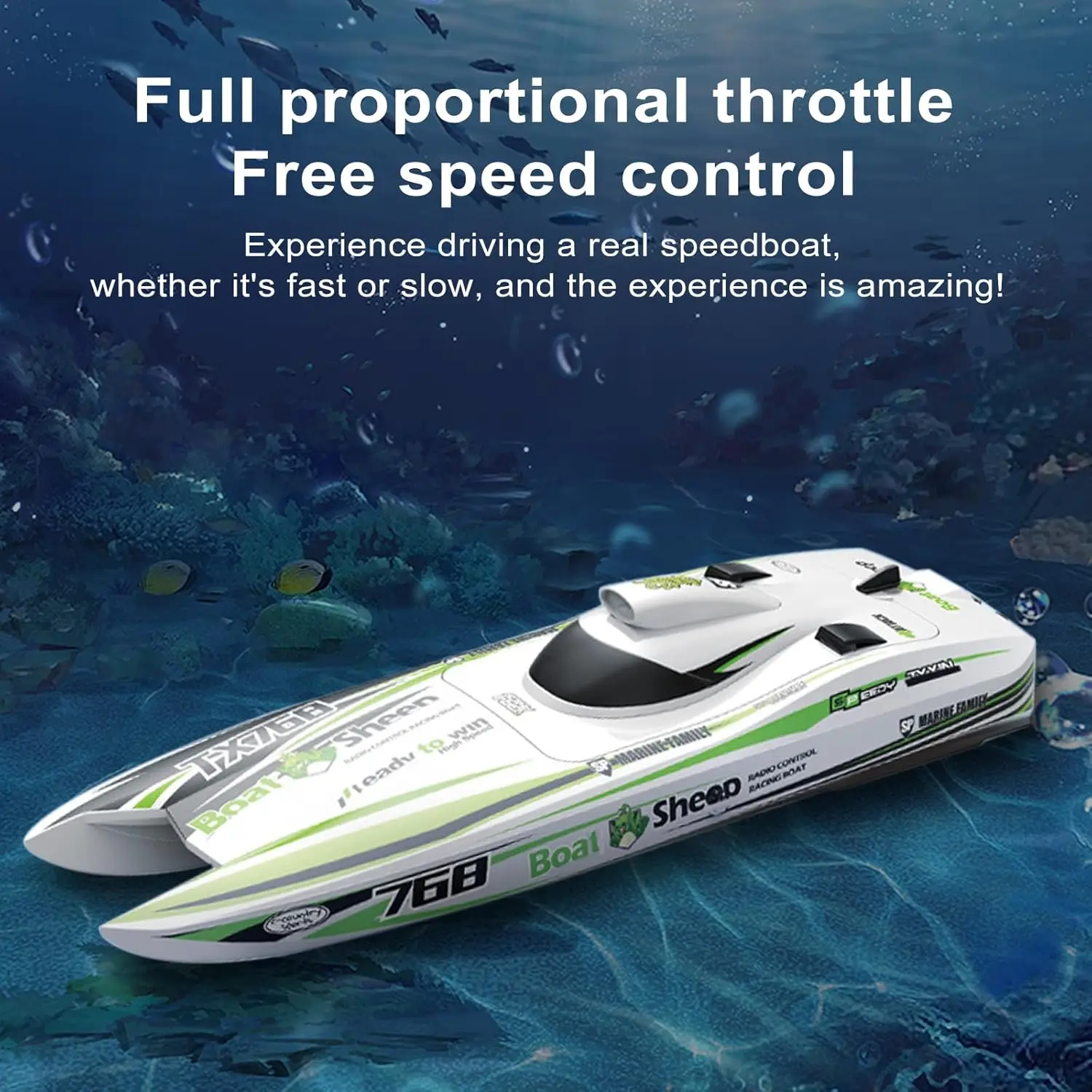 2.4GHz Brushless Turbojet Speedboat, 30km/h High Speed Remote Control Boat, Cooling System, Waterproof, Low Battery & Over Distance Reminder, 1 Battery, White