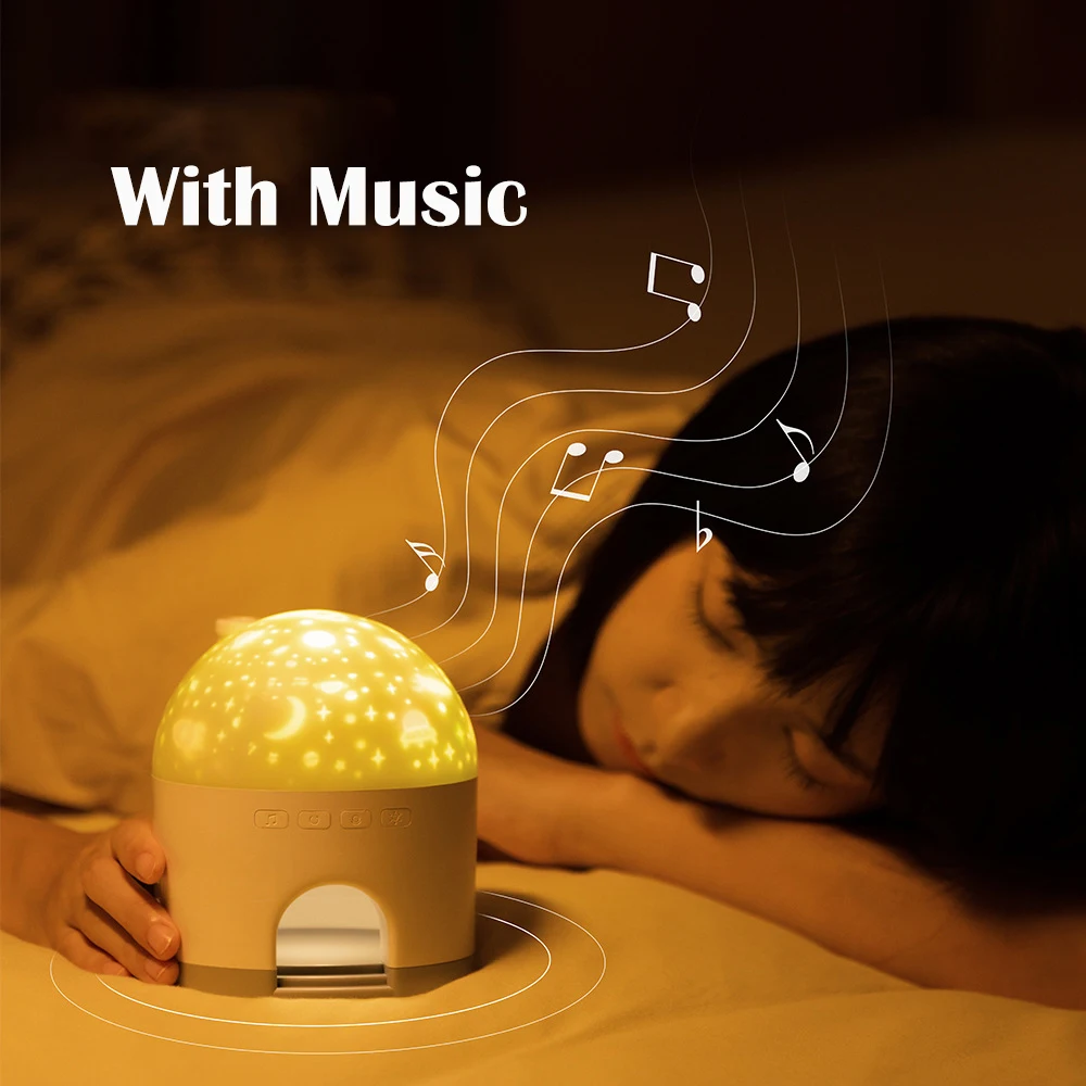 Snow House Projection Light with Music Rechargeable 3 Colors LED Nightlight 3 Patterns Ambience Lamp Holiday Gift for Children