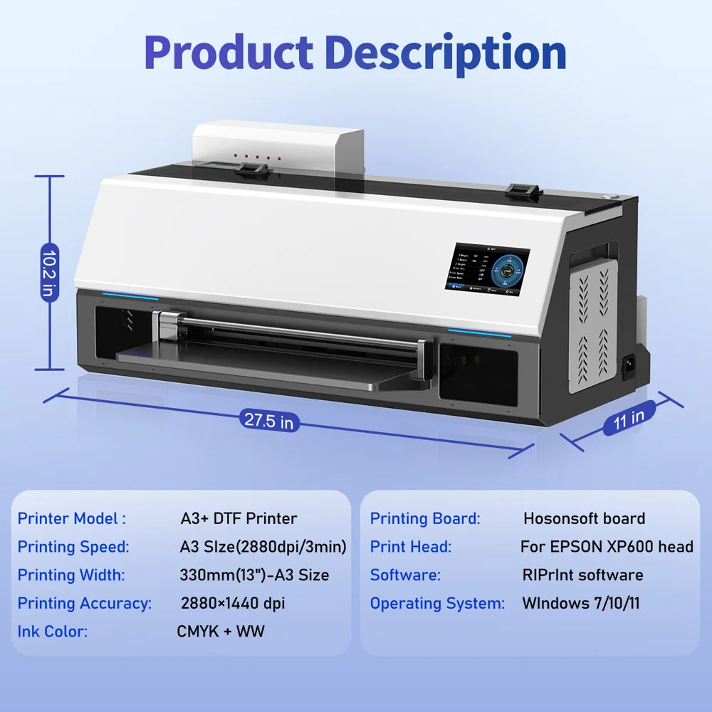 Drukarka A3 XP600 DTF Drukarka A3 DTF Impresora Transferowa z Piecem DTF do Drukowania na Jeansach Bluzy Odzieży Koszulkach