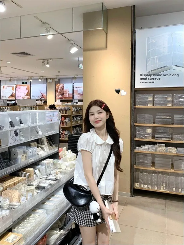 

Sweet White Summer ort Sve irt Princ Collar College Sle Женский топ из дышащего легкого хлопка irt