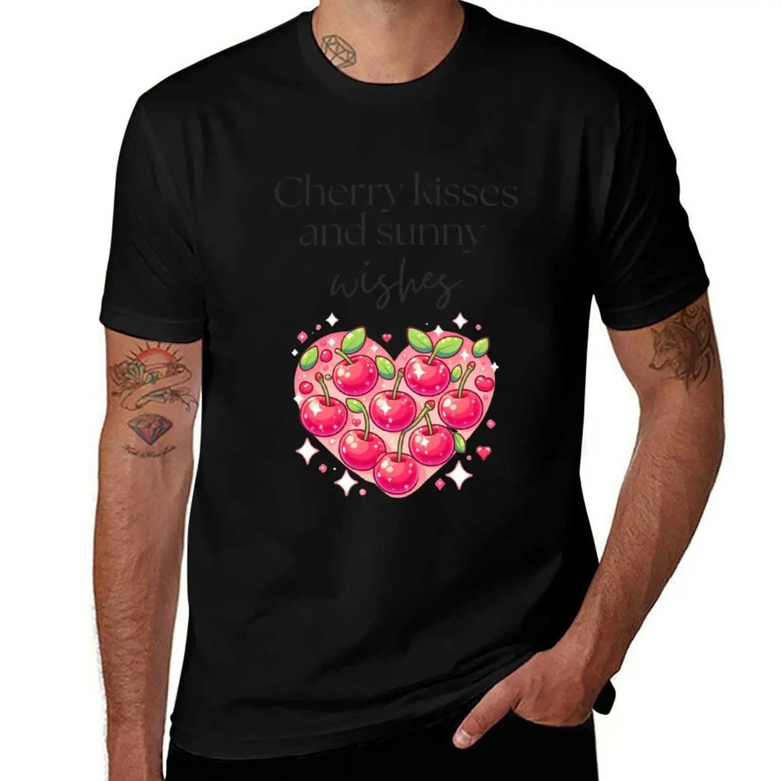 

Футболка Cherry Kissses, персонализированная футболка, лето 209, забавные футболки для мужчин