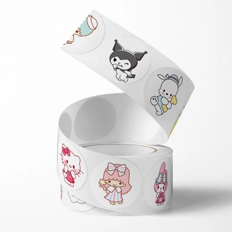 500 PCS/ม้วน Sanrio Hello Kitty Kuromi สติกเกอร์แล็ปท็อป Graffiti Decals ของเล่นเด็กสเก็ตบอร์ดกระเป๋าเดินทางตกแต่งสติกเกอร์การ์ตูนของขวัญ
