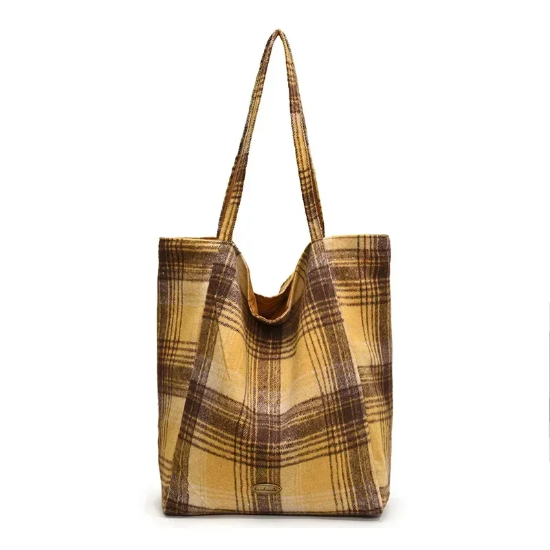 Shoulder Bag for College Students and Women 2024 New Fashionable Plaid Large Capacity Versatile Commuting Tote Bag Un Sac Épaule