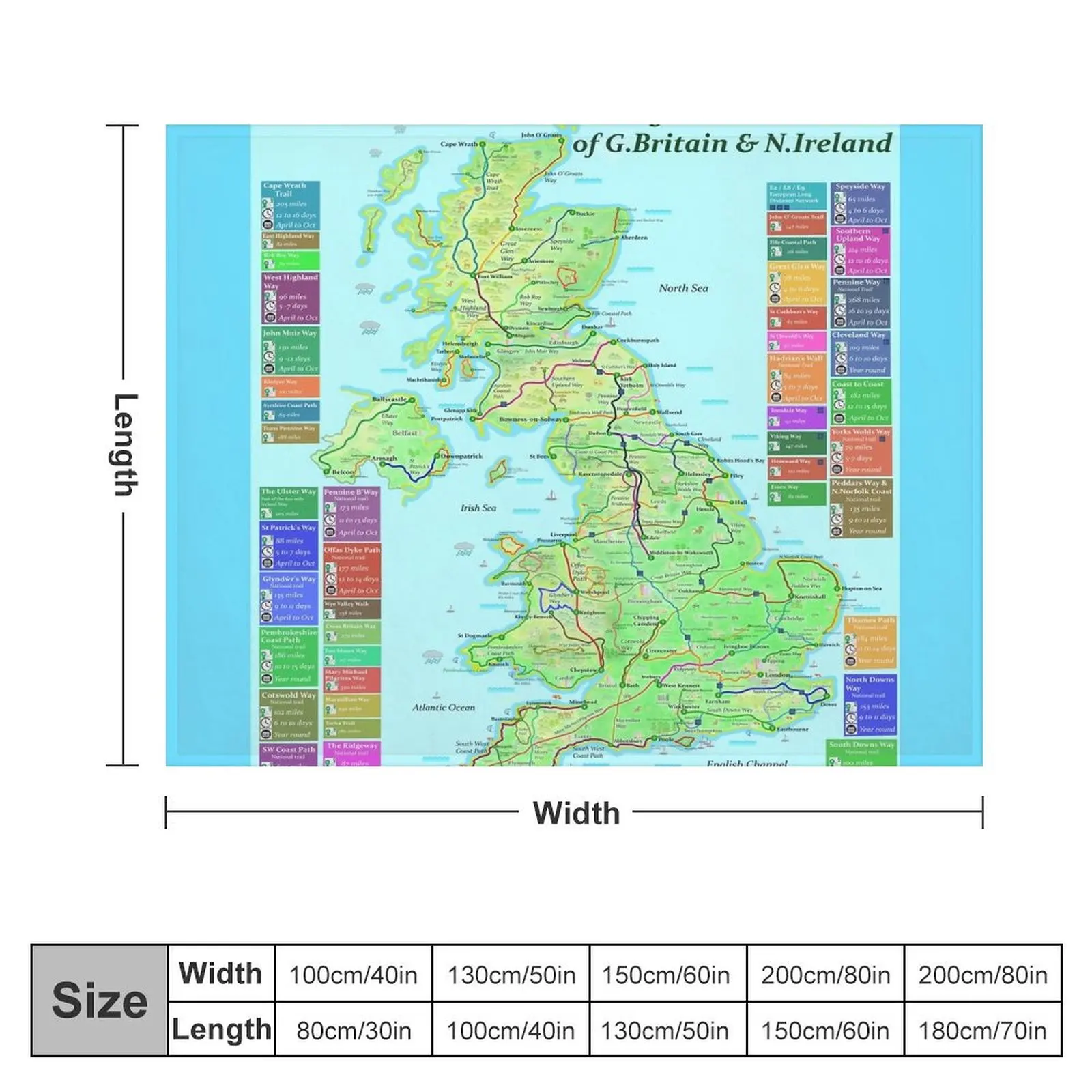 100 Long Distance Walks of Great Britain and N.Ireland Throw Blanket Soft Plaid wednesday Blankets