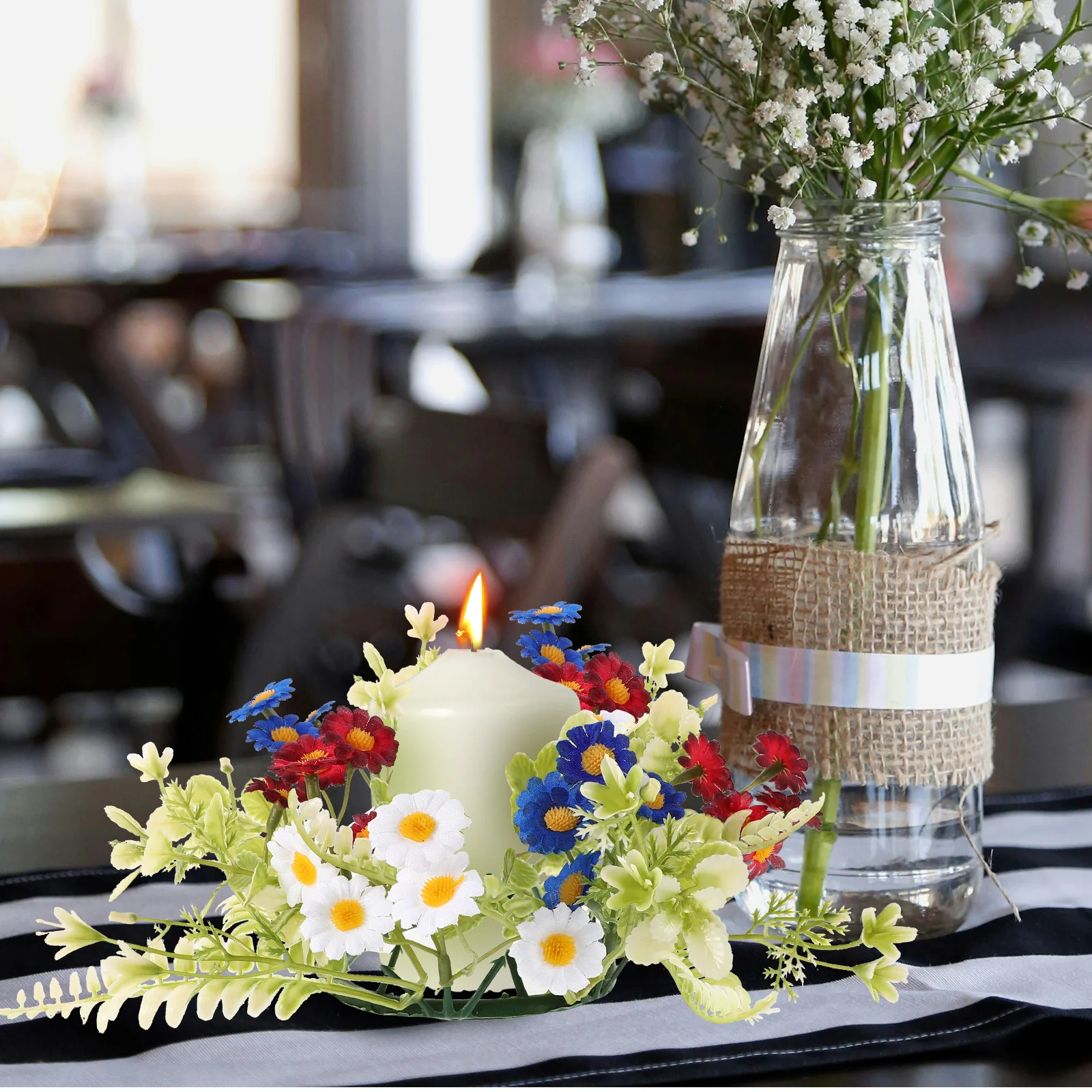 

Decors Artificial Garland Rings Wreaths Tealight Dining Table Centerpiece Room Flowers