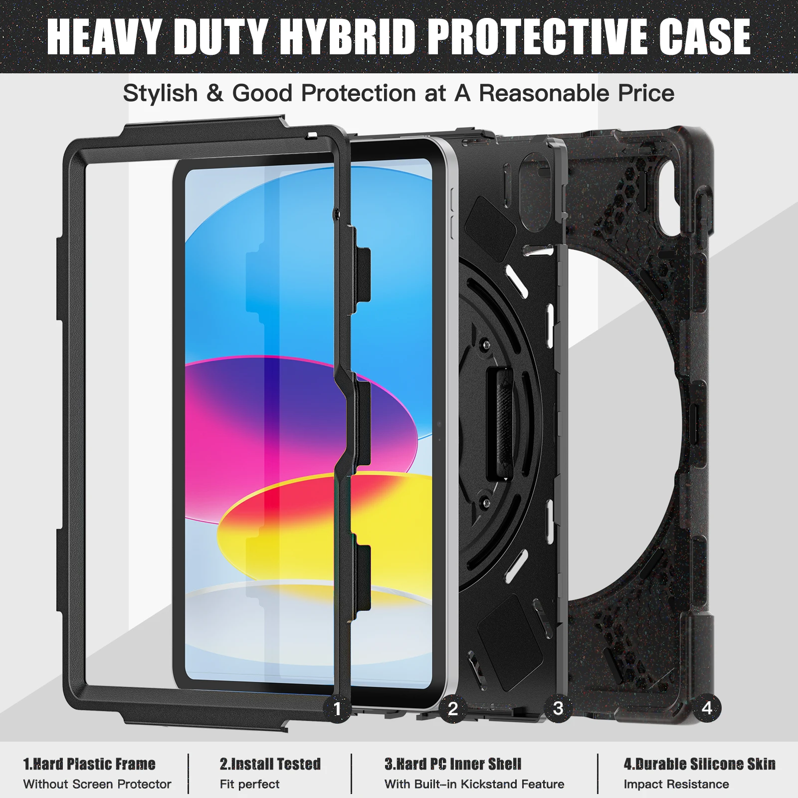 Rugged Case Universal For iPad 2025 A16 11th 10.9 2022 10th Gen. A3354 A3355 A3356 A2757 A2777 A2696 360 Rotating Stand Cover
