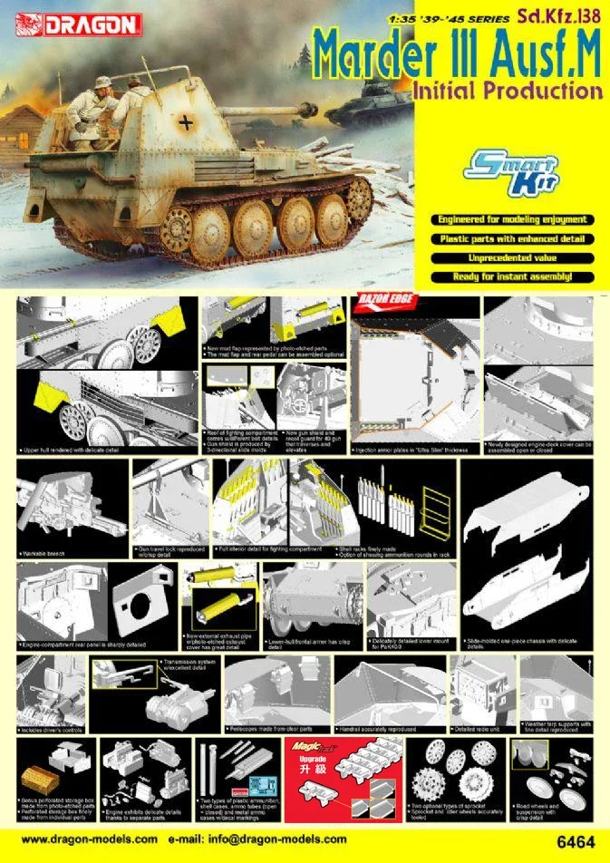 DRAGON 6464 1/35 Sd.kfz.138 Marder III Ausf,M الإنتاج الأولي - تجميع مقياس أطقم منمذجة