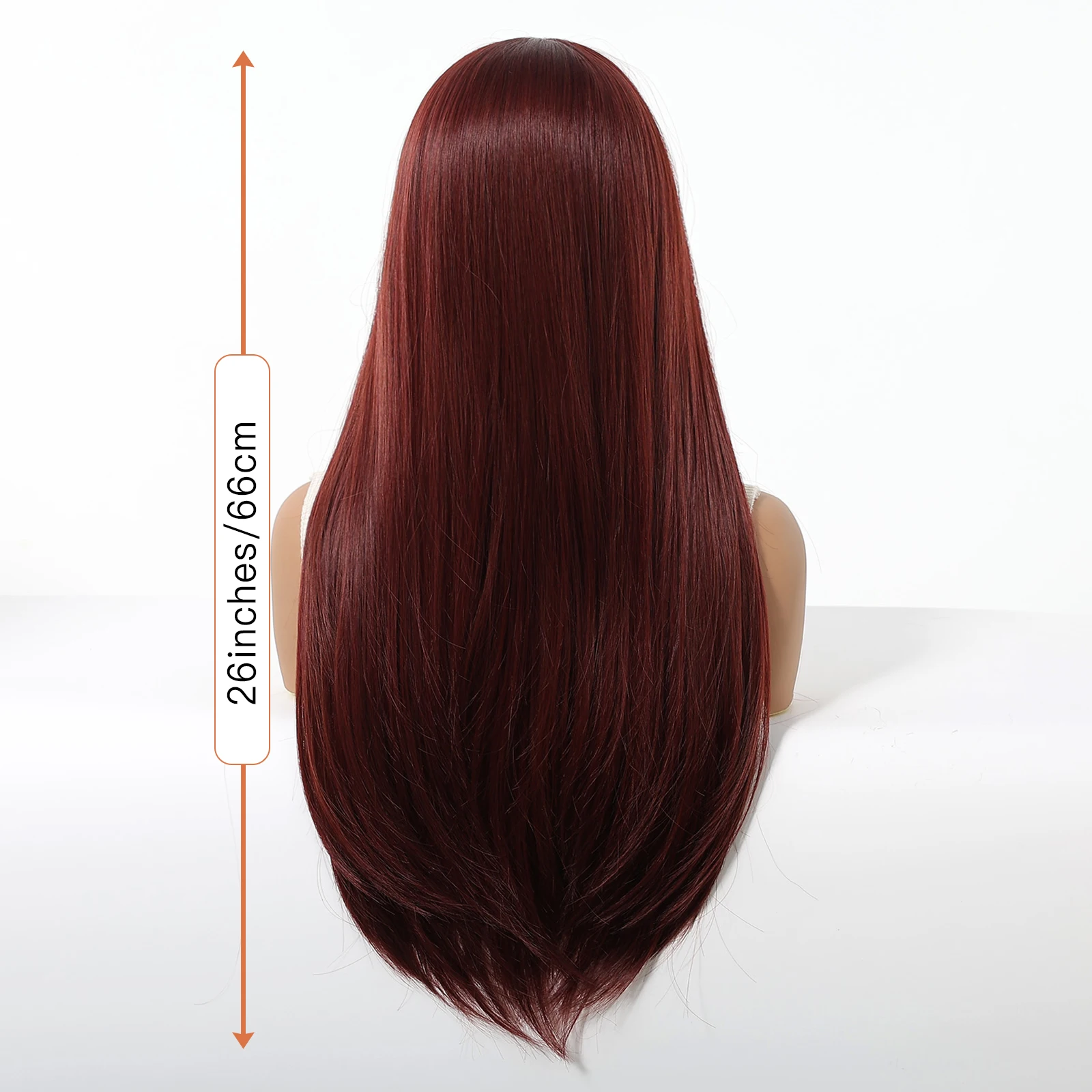 Christmas Long Straight Wigs Burgundy Wine Red Synthetic Wig Medium Part Layered Hair For Women Cosplay Party Use Heat Resistant