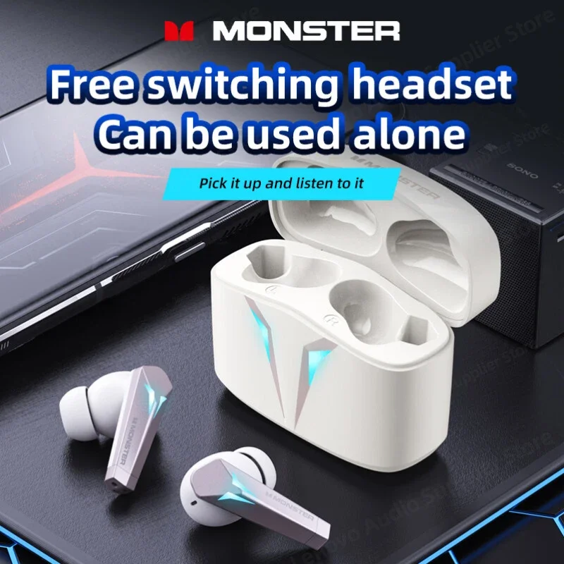 

Оригинальные Беспроводные наушники Monster XKT06 Bluetooth 5,2 TWS, спортивные Игровые наушники с шумоподавлением, гарнитура