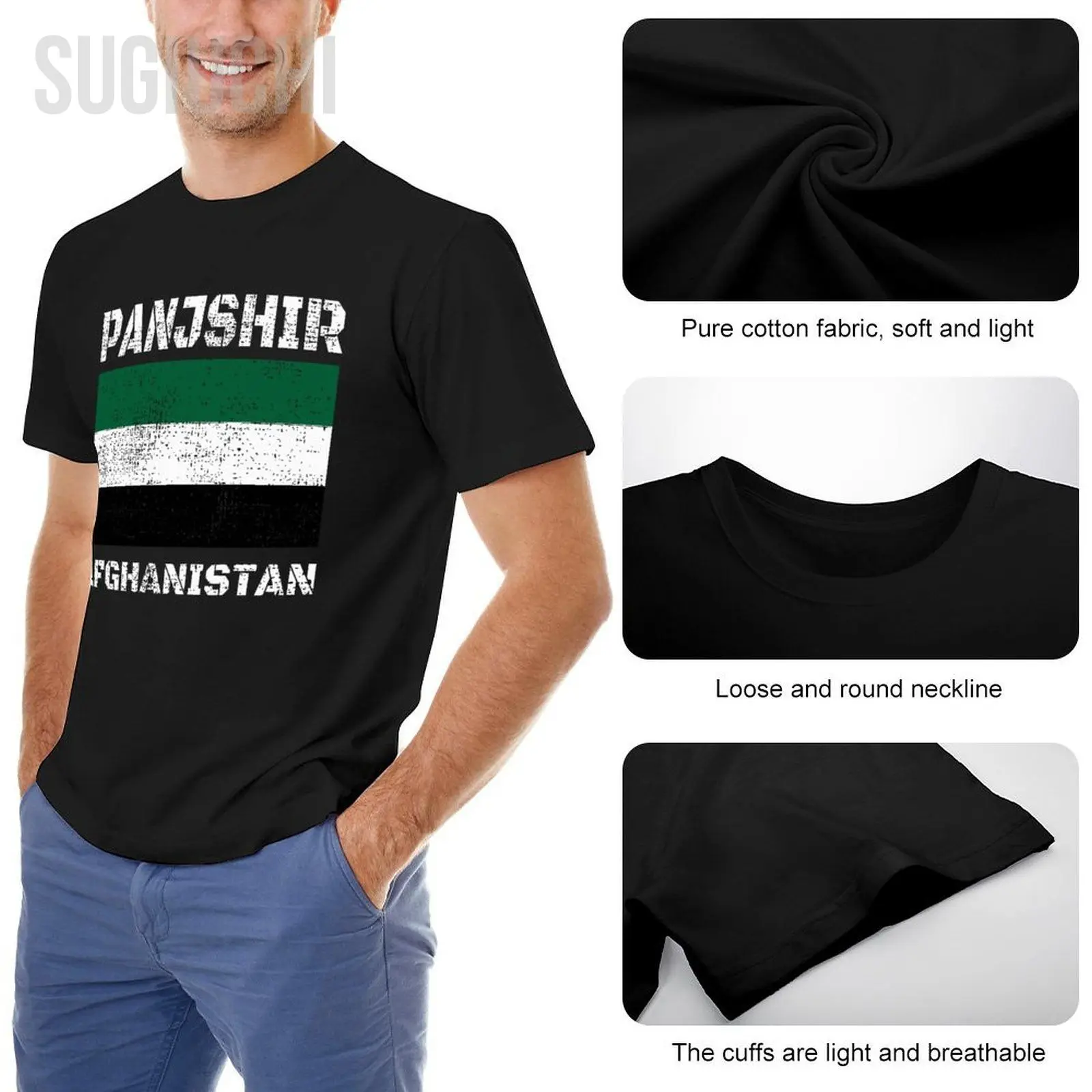 Men Panjshir Flag Afghan Afghanistan Tshirt Tees O-neck T Shirts Women Boys 100% Cotton Short T-Shirt Unisex All Seasons