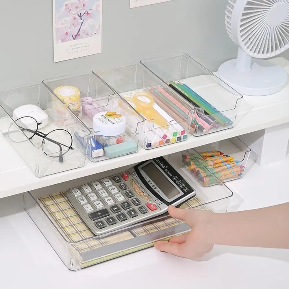 Transparent Transparent Desk Storage Box Plastic Anti-Scratch Clear Drawer Organizer Wave Point Space Saving