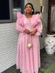 Africa Clothing African Dresses for Women Dashiki Maxi Robes Elegant Long Dress Pink Lace Wedding Party Prom Evening Gown 2026