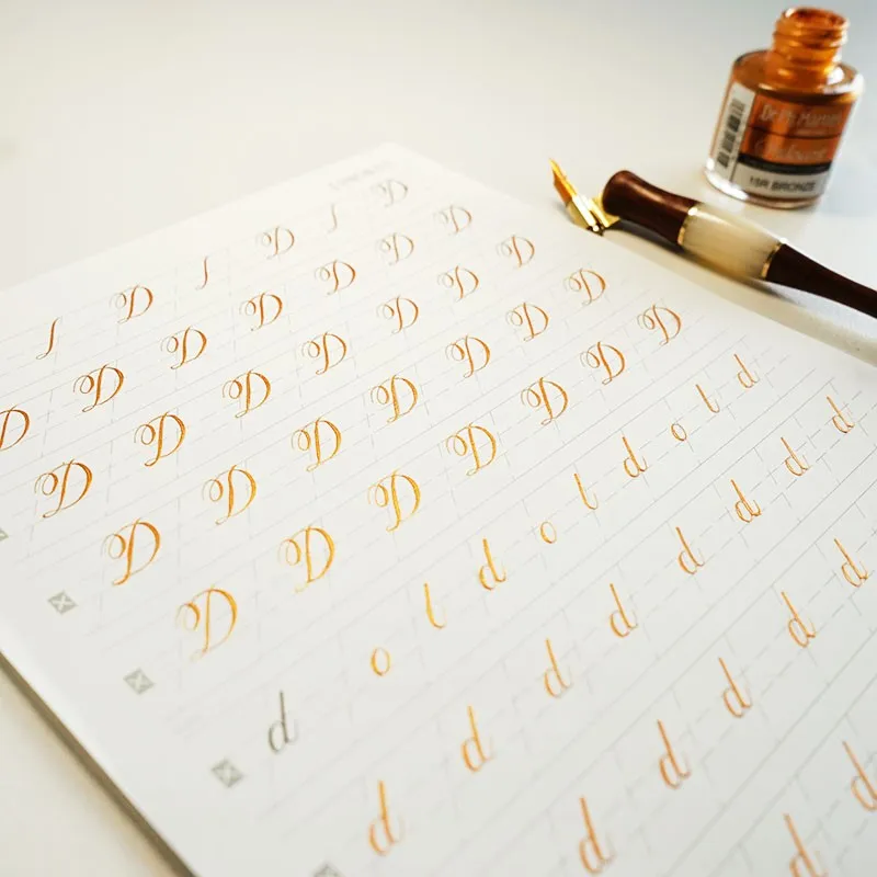 دليل عمل للتدريب على الخط JY للحروف المستديرة ، اللوح النحاسي الإنجليزي #4