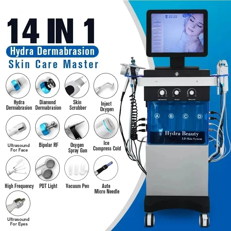 Hot Selling 14 IN 1 Hydra Dermabrasion Machine Skin Care Facial Tightening Hydro Water Jet Peeling Face Deep Cleansing Diamond