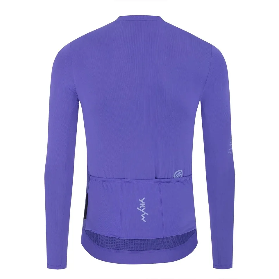 YKYW 2026 Herren Pro V-Ausschnitt Langarm-Radtrikot Rutschfest SPF50+ Schnelltrocknend Atmungsaktiv MTB Rennrad Maillot Fahrradbekleidung – Detail 4
