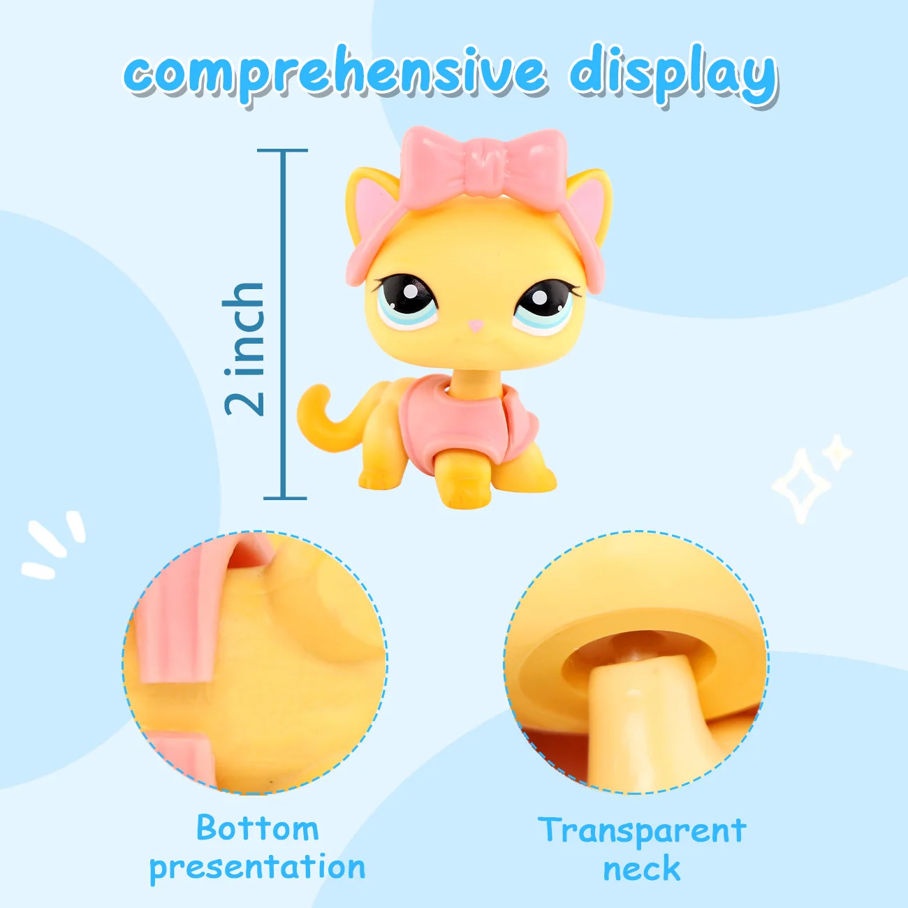 Minilpsshop Wackelkopf-Spielzeug, Kurzhaar-Katze mit Zubehör, bodenstehend, Blumenregal, Tasche, Schuhe, Kindergeschenk für Jungen und Mädchen