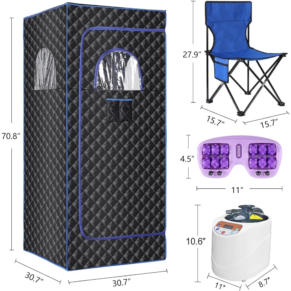 Imagem -06 - Caixa Sauna Portátil com Massageador pé Único Personol Sauna a Vapor Tenda Grande Espaço Controle Remoto Incluído