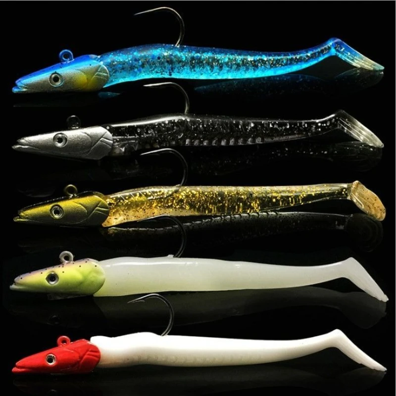 

5pcs Leadhead Soft Lure 10g/19g/22g/34g T Tail Lifelike Bait for Outdoor Fishing Lure Set