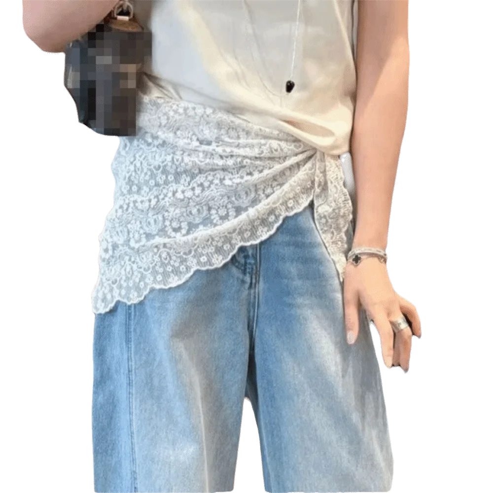 

Trendy Lace Trim Fart Curtain Slim Fit Y2K Hip Curtain Pretty Clothing Accessories Apron Wrap Skirt Summer