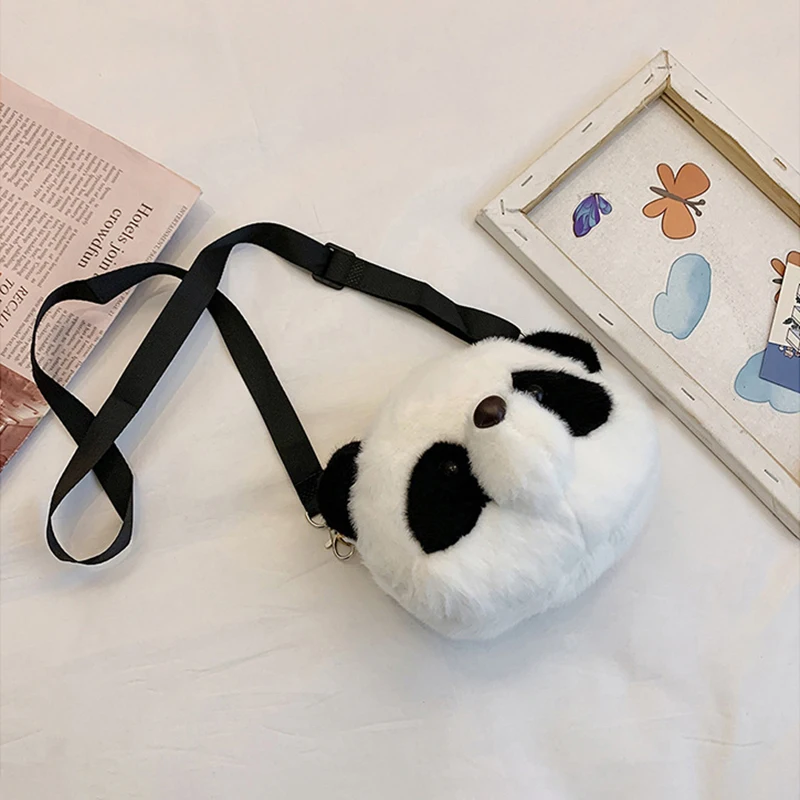 Cute Plush Crossbody Bag para Crianças, Mochilas Panda, Carteira Diagonal de Um Ombro, Brinquedos Animais, Porta-moedas, Presente de aniversário