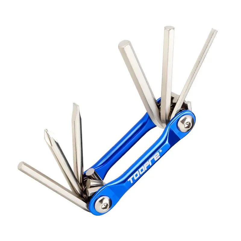 Portable Bicycle Multifunction Folding Tool 6 in 1 Repair Multitool 3/4/5/6mm Hex Key Wrench Phillips 2/slotted 6 Screwdrivers