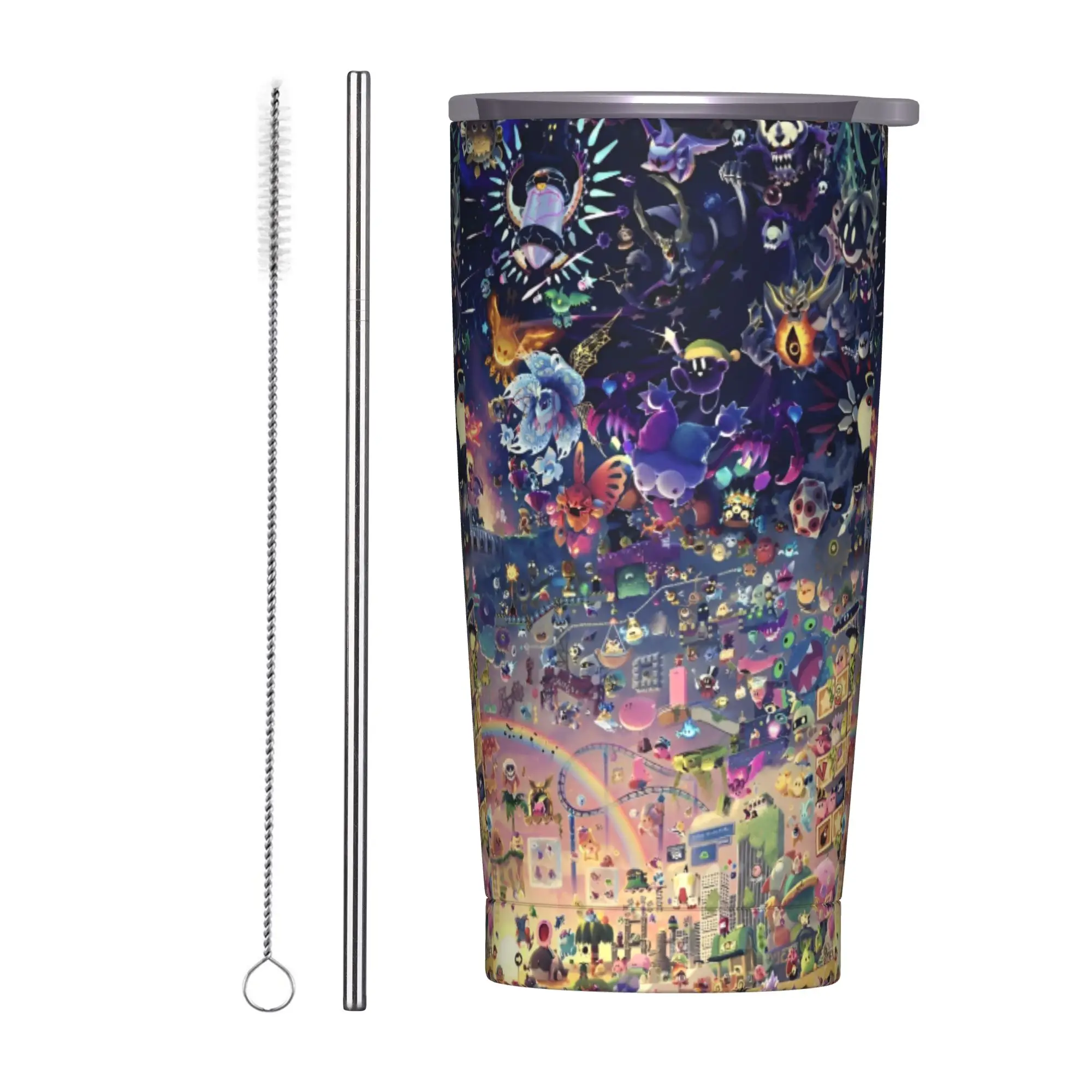 Cookie Run Kingdom Tumbler Vacuum Insulated Action Gacha Game Thermal Cup Vacuum Flask Travel Outdoor Mug Water Bottle, 20oz