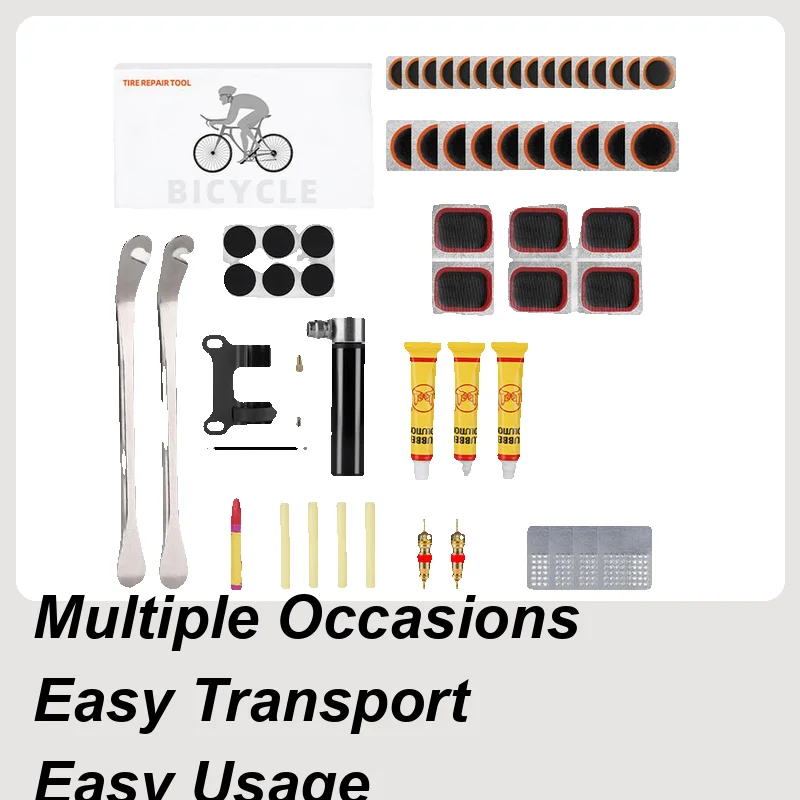 Kit de Patch de pneu de vélo, chambre à air de vélo, outils de roue sans colle avec noyau de Valve, levier de pneu, accessoires de vélo pour voiture
