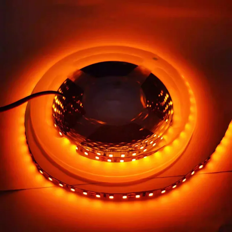 

5 м, 12 В, 24 В, оранжевый, янтарный, лимонно-желтый, светодиодная лента, гибкий линейный свет 2835, 120 светодиодов/м, 1800 К, 1900 К, 2000 К, 2100 К, праздничная атмосфера
