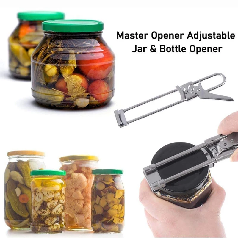 Can Opener Adjustable Stainless Steel Non-Slip Multifunction Manual Jar Bottle Bottle Lid Opener Gadget Home Gadgets Accessories