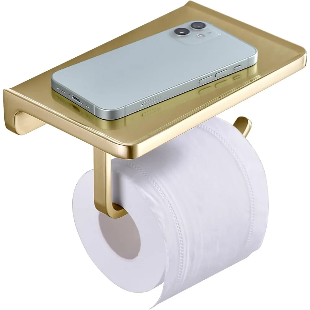 

Золотой держатель для туалетной бумаги с полкой для телефона, настенные аксессуары для ванной комнаты из цинкового сплава, нержавеющие держатели для рулонов салфеток, диспенсер
