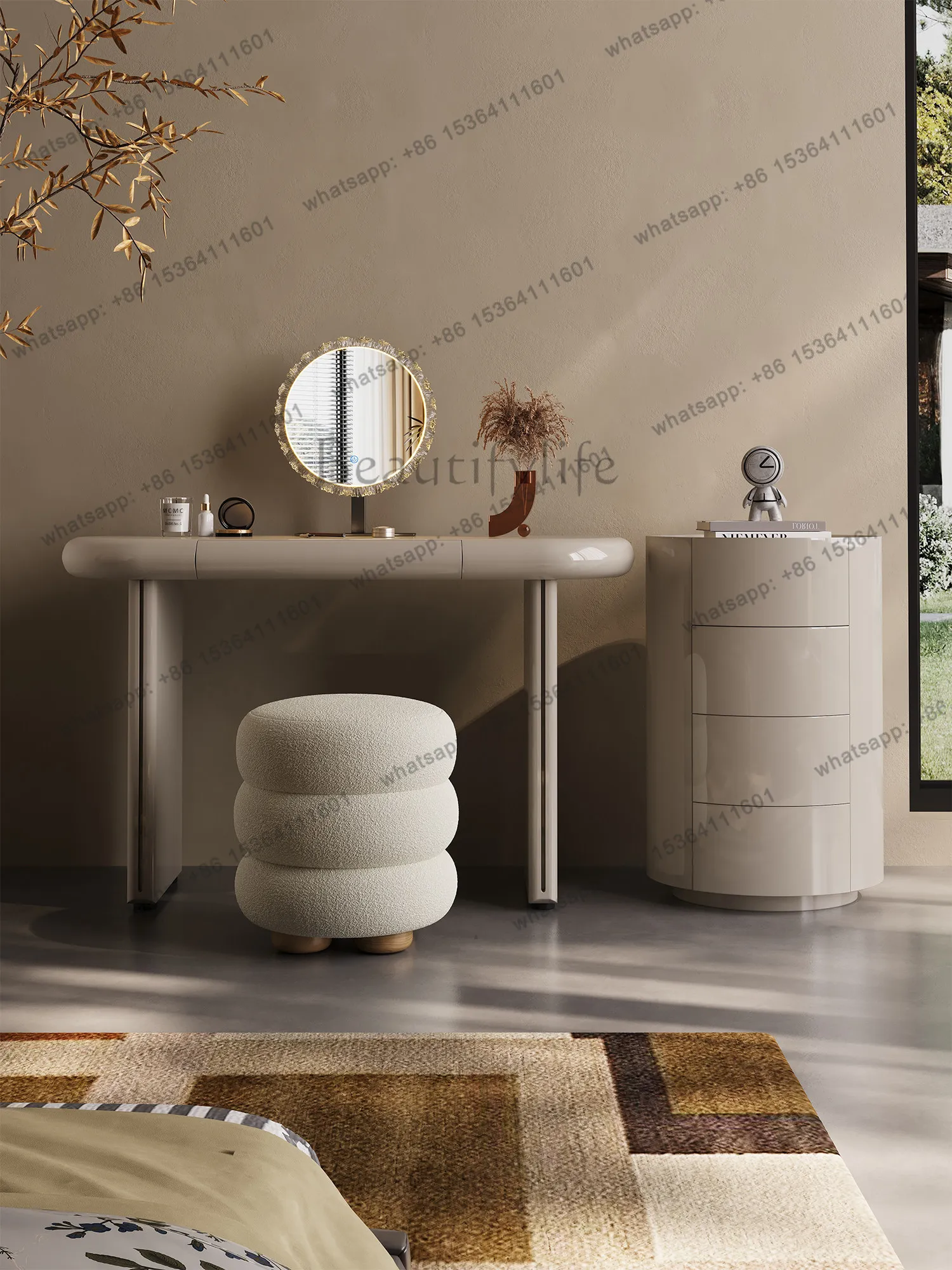 Bedroom bedside locker four-bucket modern simple chest of drawers small
