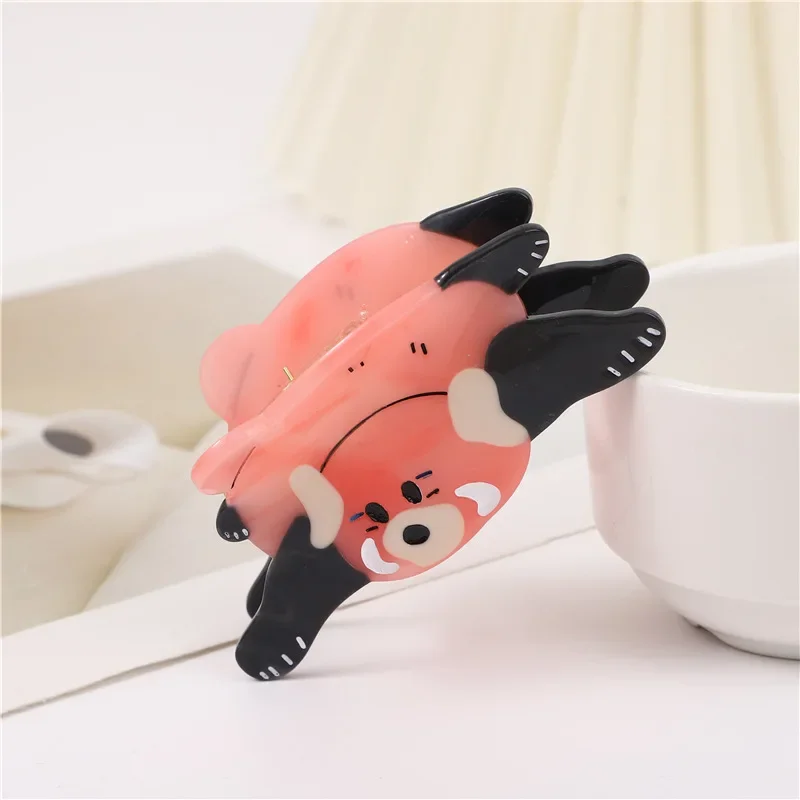 New Animal Cute Raccoon Hair Clips Pink Acetate Splicing Grab Clip Large Shark Clip Cartoon Hair Accessories for Women